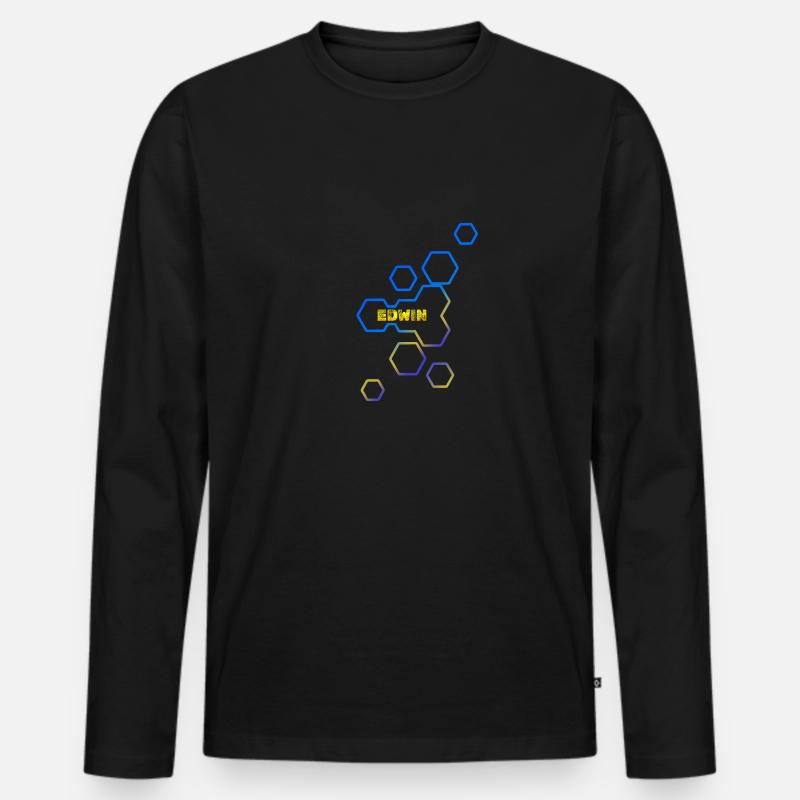 Edwin - Männer Premium Bio Langarmshirt - Schwarz