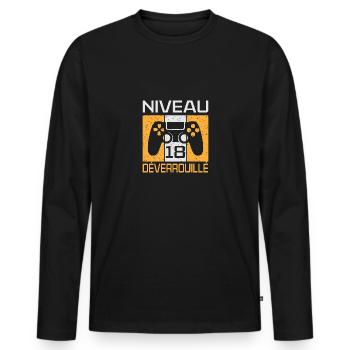 18th birthday t-shirt, geek, geekette. Idea - Men's Premium Organic Long Sleeve Shirt - black - Front - Nico (187cm)