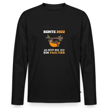 Rente 2022 Faultier Ruhestand - Männer Premium Bio Langarmshirt - Schwarz - Vorne - Nico (187cm)