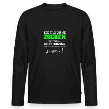 Herzschlag Controller Gaming Gamer Geschenk Spruch - Männer Premium Bio Langarmshirt - Schwarz - Vorne - Nico (187cm)