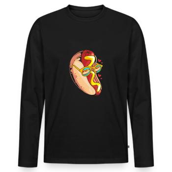 Hot Dog Snack - Men's Premium Organic Long Sleeve Shirt - black - Front - Nico (187cm)