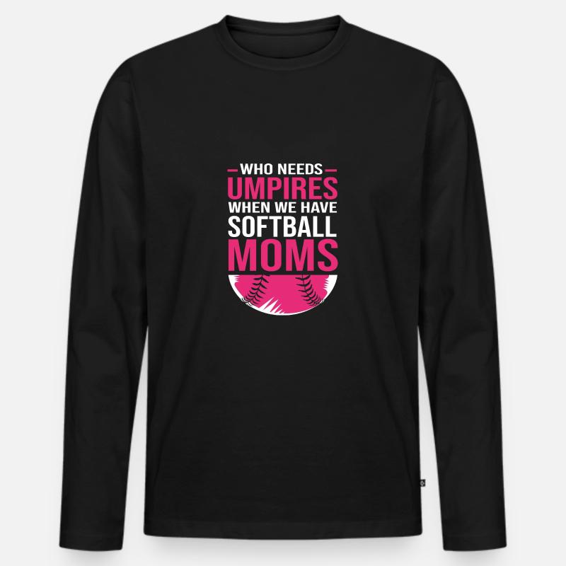 Softball Mama - Männer Premium Bio Langarmshirt - Schwarz