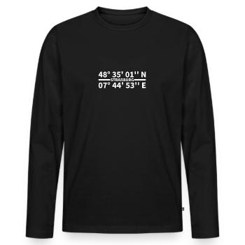 Strasbourg coordinates - Men's Premium Organic Long Sleeve Shirt - black - Front - Nico (187cm)