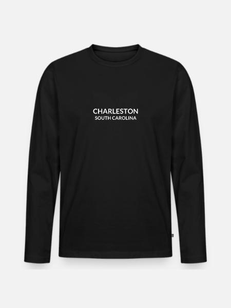 Charleston, Carolina del Sud, Stati Uniti - Maglia a manica lunga ecologica premium da uomo - nero