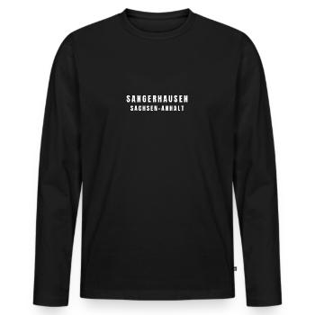 Sangerhausen Sachsen-Anhalt - Männer Premium Bio Langarmshirt - Schwarz - Vorne - Nico (187cm)