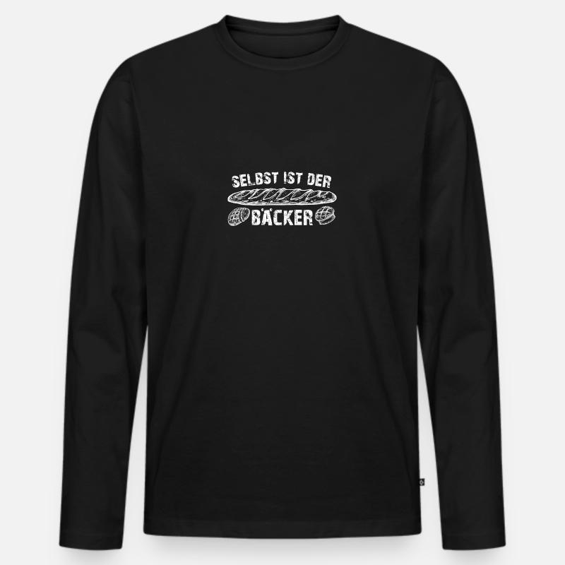 Selbst ist der Bäcker - Brot backen - Männer Premium Bio Langarmshirt - Schwarz