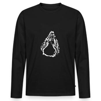Ente, Entchen,Wildente,Erpel,weiß - Männer Premium Bio Langarmshirt - Schwarz - Vorne - Nico (187cm)