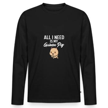 Tout ce dont j’ai besoin, c’est de mon cochon d’Inde - Meerschwein Design - T-shirt manches longues Premium bio Homme - noir - Devant - Nico (187cm)