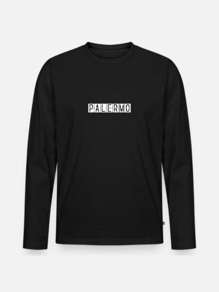 Palermo Flughafentafel - Männer Premium Bio Langarmshirt - Schwarz