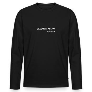 Honolulu Hawaii USA Koordinaten - Männer Premium Bio Langarmshirt - Schwarz - Vorne - Nico (187cm)