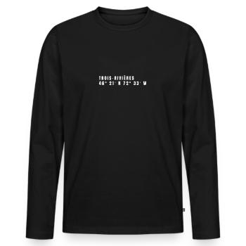 Trois-Rivières, Canada Coordinates - Men's Premium Organic Long Sleeve Shirt - black - Front - Nico (187cm)