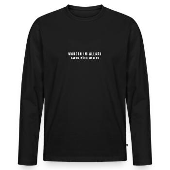 Wangen im Allgäu Baden-Württemberg - Männer Premium Bio Langarmshirt - Schwarz - Vorne - Nico (187cm)