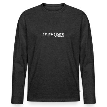Coordonnées de Varsovie - T-shirt manches longues Premium bio Homme - anthracite chiné - Devant - Nico (187cm)