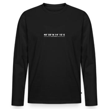 Naples Coordinates - Men's Premium Organic Long Sleeve Shirt - black - Front - Nico (187cm)