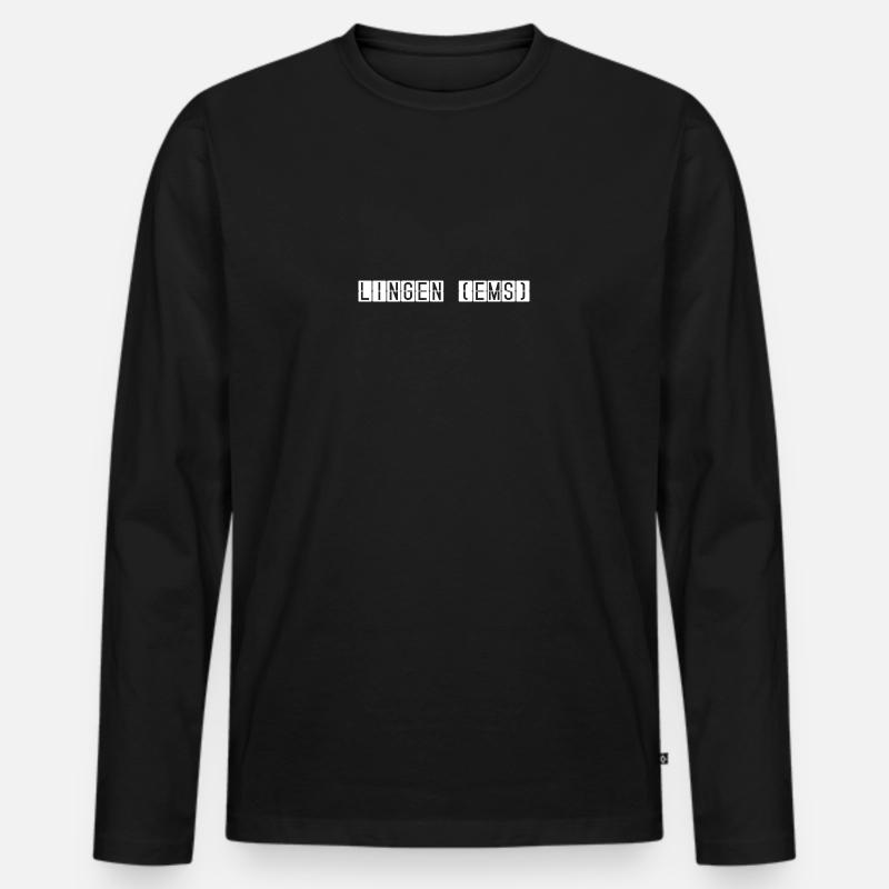 Lingen (Ems) Flughafentafel - Männer Premium Bio Langarmshirt - Schwarz