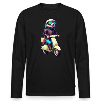 Mofa Moped Motorroller Scooter Biker Faultier - Männer Premium Bio Langarmshirt - Schwarz - Vorne - Nico (187cm)