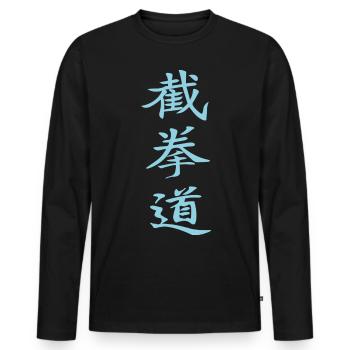 Jeet-Kune-Do Kanji Design en bleu - T-shirt manches longues Premium bio Homme - noir - Devant - Nico (187cm)