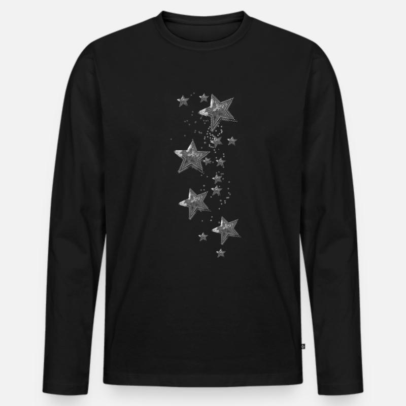sterne,pailetten, silber, stern - Männer Premium Bio Langarmshirt - Schwarz