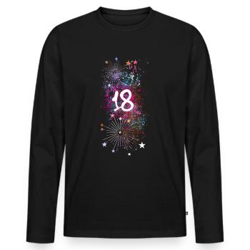 18,birthday,18 years, fireworks, graffiti - Men's Premium Organic Long Sleeve Shirt - black - Front - Nico (187cm)