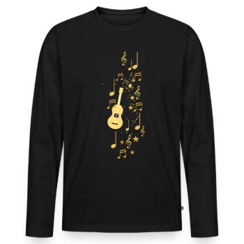 Musique,Clef,Stars,Or,Guitare - T-shirt manches longues Premium bio Homme - noir - Devant - Nico (187cm)