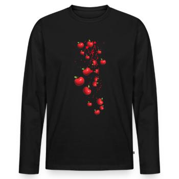 Äpfel, Apfel, Sterne, illustration , 3D - Männer Premium Bio Langarmshirt - Schwarz - Vorne - Nico (187cm)