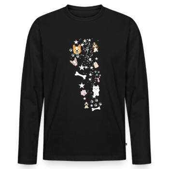 Patte de chien, Chiens, Chien, Étoiles, Illustration - T-shirt manches longues Premium bio Homme - noir - Devant - Nico (187cm)