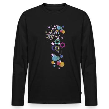 Stars, Watercolor,Drawing, Illustration,Circles - Men's Premium Organic Long Sleeve Shirt - black - Front - Nico (187cm)