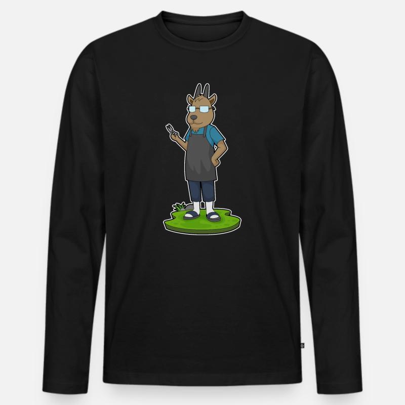 Ziege Friseur Schere - Männer Premium Bio Langarmshirt - Schwarz