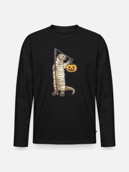 Otter Halloween Fishing - Men's Premium Organic Long Sleeve Shirt - black