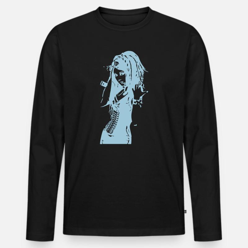 Blaue Silhouette - Männer Premium Bio Langarmshirt - Schwarz
