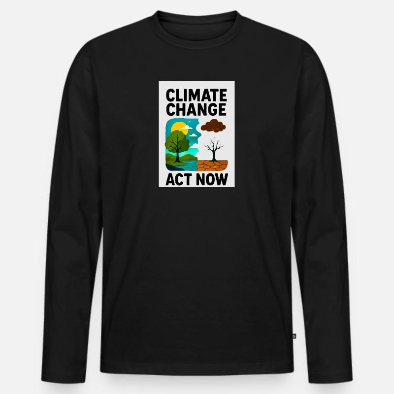 Klimawandel jetzt - Männer Premium Bio Langarmshirt - Schwarz