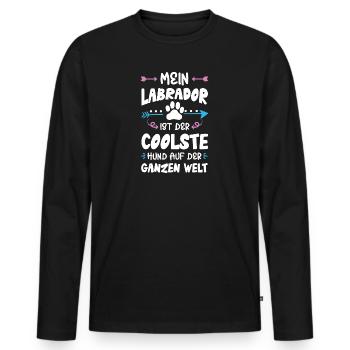 labrador hund spruch - Männer Premium Bio Langarmshirt - Schwarz - Vorne - Nico (187cm)