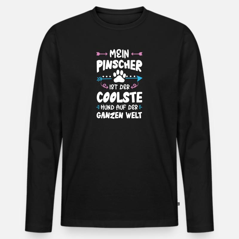 pinscher hund spruch - Männer Premium Bio Langarmshirt - Schwarz