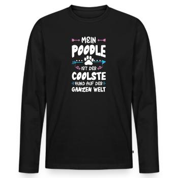 pudel hund spruch - Männer Premium Bio Langarmshirt - Schwarz - Vorne - Nico (187cm)