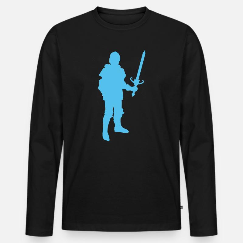 Blauer Ritter Silhouette - Männer Premium Bio Langarmshirt - Schwarz