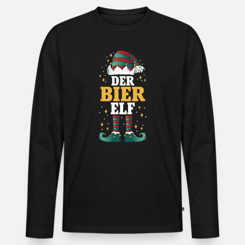 Weihnachten Der Bier Elf - Männer Premium Bio Langarmshirt - Schwarz