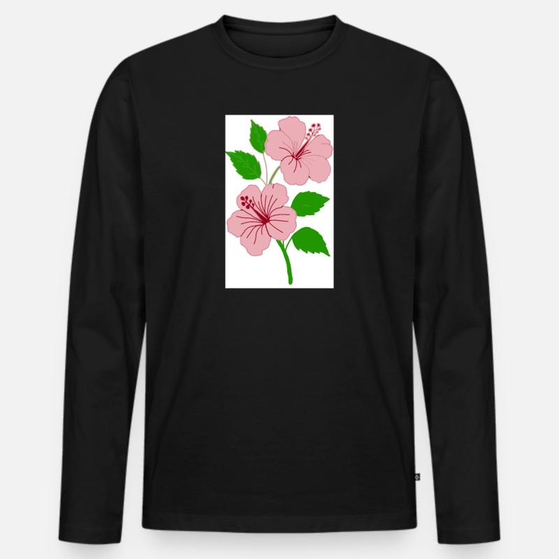 Hibiskus - Männer Premium Bio Langarmshirt - Schwarz