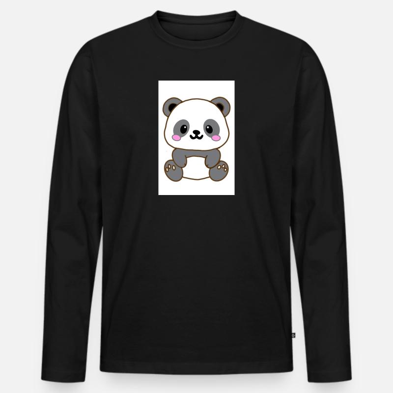 Kawaii Panda - Männer Premium Bio Langarmshirt - Schwarz