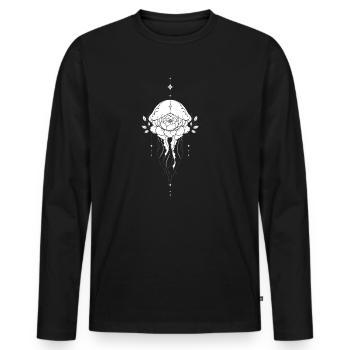 Floral jellyfish in ink thread - Men's Premium Organic Long Sleeve Shirt - black - Front - Nico (187cm)