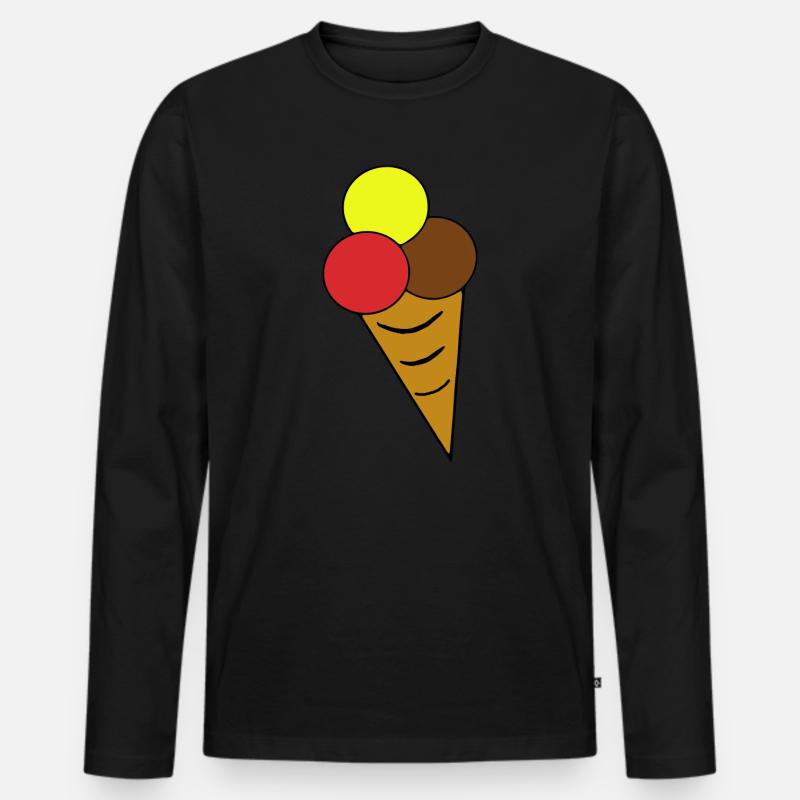Eistüte Eiskreme Eiswaffel - Männer Premium Bio Langarmshirt - Schwarz