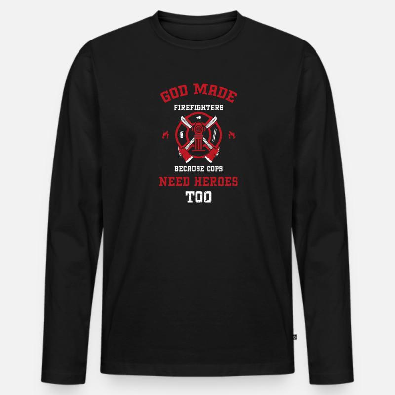 God Made Firefighters Because Co... - Männer Premium Bio Langarmshirt - Schwarz