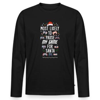 Weihnachten Gamer Gaming Pause My Game For Santa - Männer Premium Bio Langarmshirt - Schwarz - Vorne - Nico (187cm)