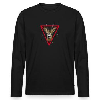 DEER DEER ANTLER NEON 90s SHIRT MOTIF GIFT - Men's Premium Organic Long Sleeve Shirt - black - Front - Nico (187cm)