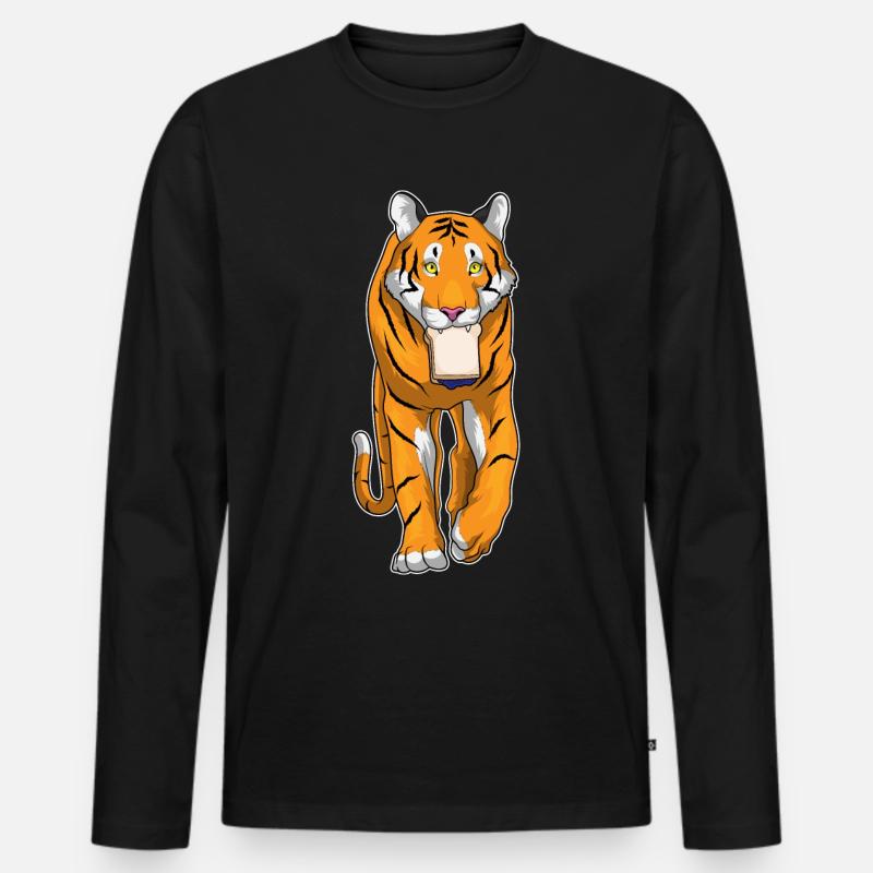 Tiger Sandwich - Männer Premium Bio Langarmshirt - Schwarz