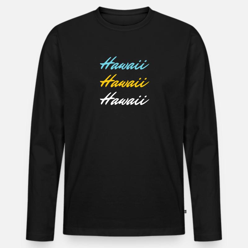 Hawaii farbig - Männer Premium Bio Langarmshirt - Schwarz