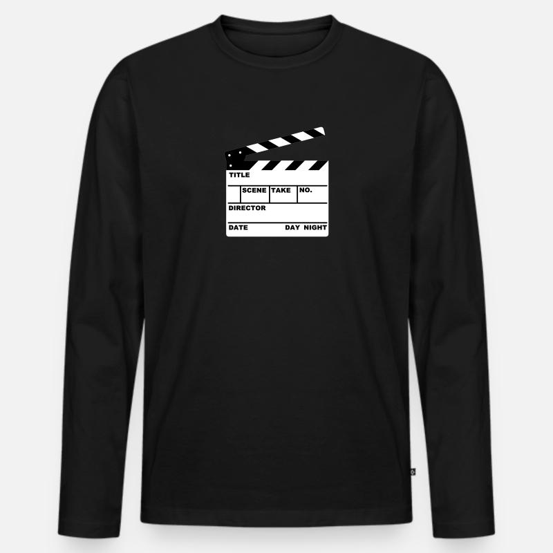 Klappe - clapperboard - Männer Premium Bio Langarmshirt - Schwarz