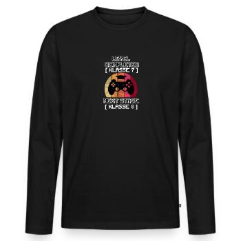 LEVEL COMPLETED KLASSE 7 auf 8 Next LvL der Schule - Männer Premium Bio Langarmshirt - Schwarz - Vorne - Nico (187cm)