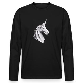 Licorne épique en origami - T-shirt manches longues Premium bio Homme - noir - Devant - Nico (187cm)