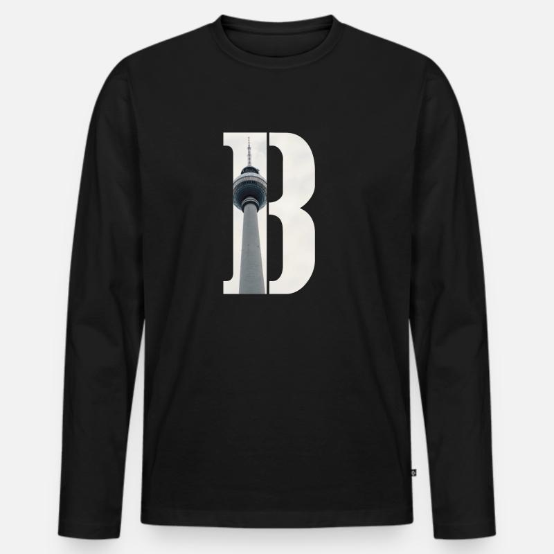 B erlin - Männer Premium Bio Langarmshirt - Schwarz