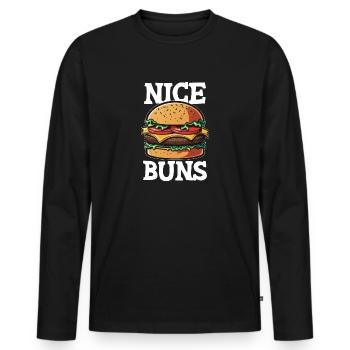 Nice Buns - Hamburger Fast Food Pommes Käse Burger - Männer Premium Bio Langarmshirt - Schwarz - Vorne - Nico (187cm)